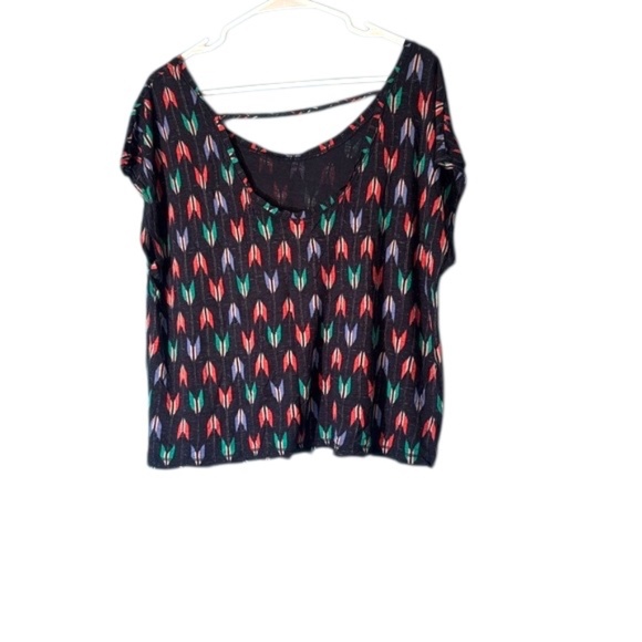 Aerie Black Top with Red and Green Accents - Picture 3 of 7